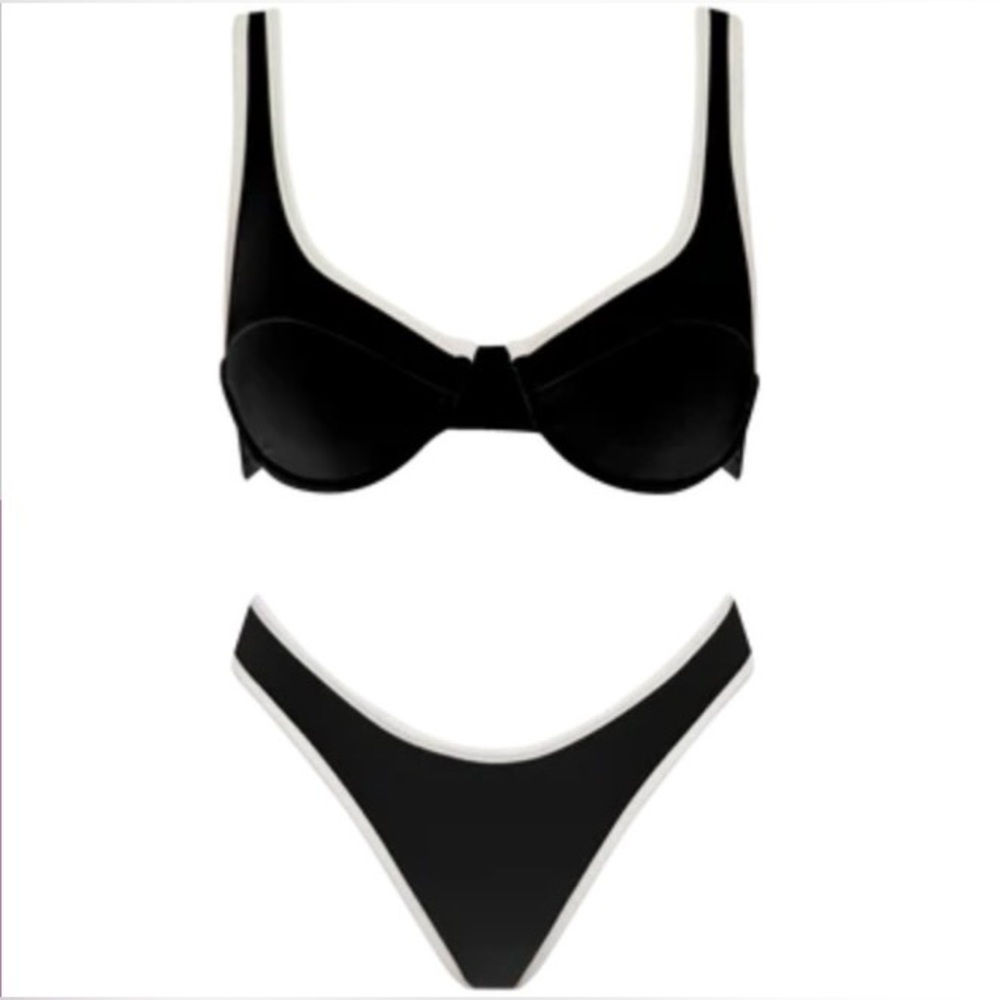 ACACIA Set - Black Piped Ruby Underwire Bikini Top & Parker Bottoms - M/L - Picture 2 of 16